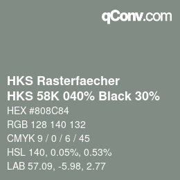 Color code: HKS Rasterfaecher - HKS 58K 040% Black 30% | qconv.com