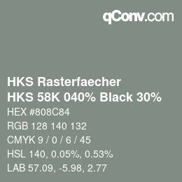 Código de color: HKS Rasterfaecher - HKS 58K 040% Black 30% | qconv.com