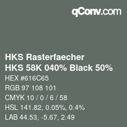 Code couleur: HKS Rasterfaecher - HKS 58K 040% Black 50% | qconv.com