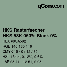 颜色代码: HKS Rasterfaecher - HKS 58K 050% Black 0% | qconv.com