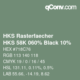 カラーコード: HKS Rasterfaecher - HKS 58K 060% Black 10% | qconv.com