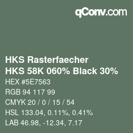 颜色代码: HKS Rasterfaecher - HKS 58K 060% Black 30% | qconv.com