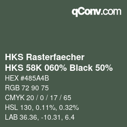 カラーコード: HKS Rasterfaecher - HKS 58K 060% Black 50% | qconv.com