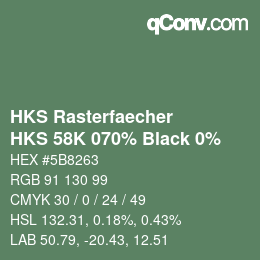 Code couleur: HKS Rasterfaecher - HKS 58K 070% Black 0% | qconv.com