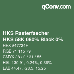 カラーコード: HKS Rasterfaecher - HKS 58K 080% Black 0% | qconv.com