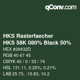 Color code: HKS Rasterfaecher - HKS 58K 080% Black 50% | qconv.com