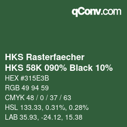Code couleur: HKS Rasterfaecher - HKS 58K 090% Black 10% | qconv.com