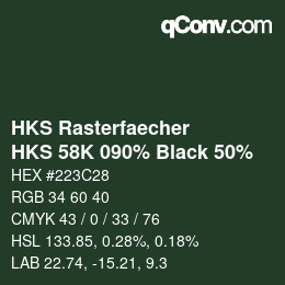颜色代码: HKS Rasterfaecher - HKS 58K 090% Black 50% | qconv.com