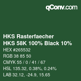 Farbcode: HKS Rasterfaecher - HKS 58K 100% Black 10% | qconv.com