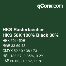 カラーコード: HKS Rasterfaecher - HKS 58K 100% Black 30% | qconv.com