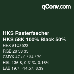 Color code: HKS Rasterfaecher - HKS 58K 100% Black 50% | qconv.com