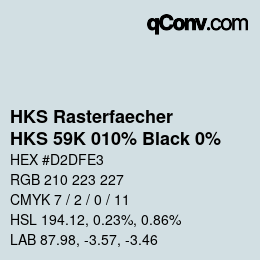 Color code: HKS Rasterfaecher - HKS 59K 010% Black 0% | qconv.com