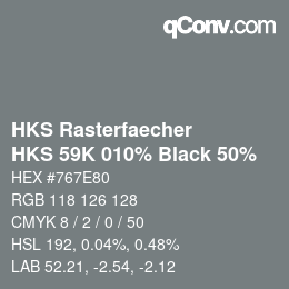 カラーコード: HKS Rasterfaecher - HKS 59K 010% Black 50% | qconv.com