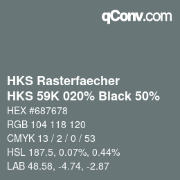 Código de color: HKS Rasterfaecher - HKS 59K 020% Black 50% | qconv.com