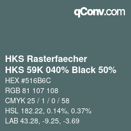 カラーコード: HKS Rasterfaecher - HKS 59K 040% Black 50% | qconv.com