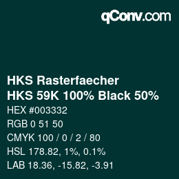 Color code: HKS Rasterfaecher - HKS 59K 100% Black 50% | qconv.com