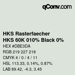 Color code: HKS Rasterfaecher - HKS 60K 010% Black 0% | qconv.com