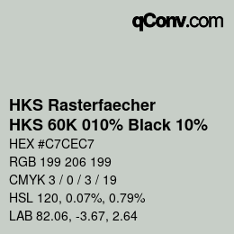 Farbcode: HKS Rasterfaecher - HKS 60K 010% Black 10% | qconv.com