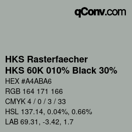 Farbcode: HKS Rasterfaecher - HKS 60K 010% Black 30% | qconv.com