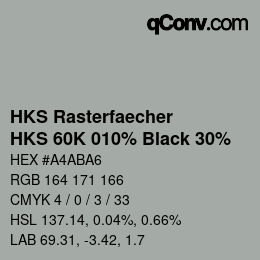 Code couleur: HKS Rasterfaecher - HKS 60K 010% Black 30% | qconv.com