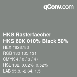 Código de color: HKS Rasterfaecher - HKS 60K 010% Black 50% | qconv.com