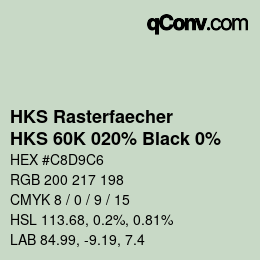 Color code: HKS Rasterfaecher - HKS 60K 020% Black 0% | qconv.com