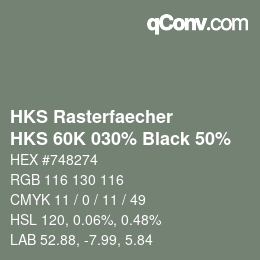 Color code: HKS Rasterfaecher - HKS 60K 030% Black 50% | qconv.com