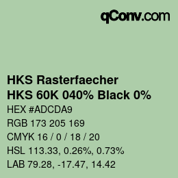 Color code: HKS Rasterfaecher - HKS 60K 040% Black 0% | qconv.com