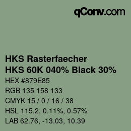 Code couleur: HKS Rasterfaecher - HKS 60K 040% Black 30% | qconv.com