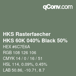Código de color: HKS Rasterfaecher - HKS 60K 040% Black 50% | qconv.com