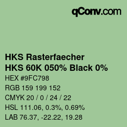 カラーコード: HKS Rasterfaecher - HKS 60K 050% Black 0% | qconv.com