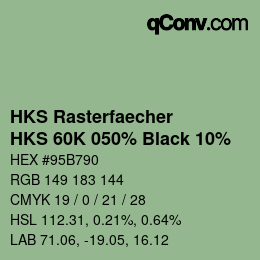 Farbcode: HKS Rasterfaecher - HKS 60K 050% Black 10% | qconv.com