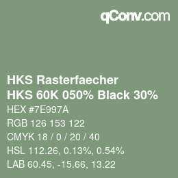 Código de color: HKS Rasterfaecher - HKS 60K 050% Black 30% | qconv.com
