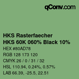 Farbcode: HKS Rasterfaecher - HKS 60K 060% Black 10% | qconv.com