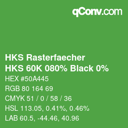 カラーコード: HKS Rasterfaecher - HKS 60K 080% Black 0% | qconv.com