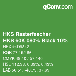 カラーコード: HKS Rasterfaecher - HKS 60K 080% Black 10% | qconv.com