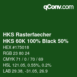 カラーコード: HKS Rasterfaecher - HKS 60K 100% Black 50% | qconv.com