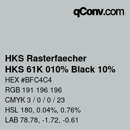 Código de color: HKS Rasterfaecher - HKS 61K 010% Black 10% | qconv.com