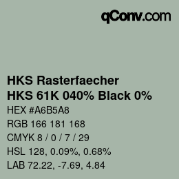Farbcode: HKS Rasterfaecher - HKS 61K 040% Black 0% | qconv.com