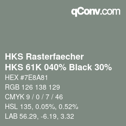 Farbcode: HKS Rasterfaecher - HKS 61K 040% Black 30% | qconv.com