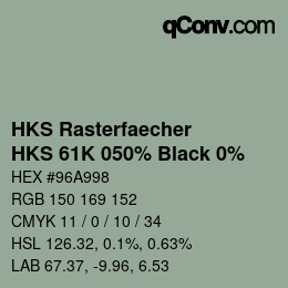 カラーコード: HKS Rasterfaecher - HKS 61K 050% Black 0% | qconv.com