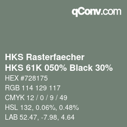 Farbcode: HKS Rasterfaecher - HKS 61K 050% Black 30% | qconv.com