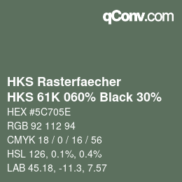 カラーコード: HKS Rasterfaecher - HKS 61K 060% Black 30% | qconv.com