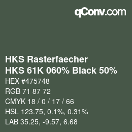 カラーコード: HKS Rasterfaecher - HKS 61K 060% Black 50% | qconv.com