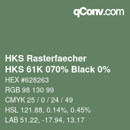 カラーコード: HKS Rasterfaecher - HKS 61K 070% Black 0% | qconv.com