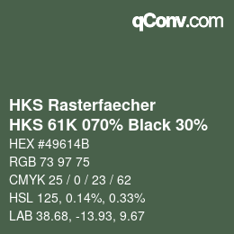 カラーコード: HKS Rasterfaecher - HKS 61K 070% Black 30% | qconv.com