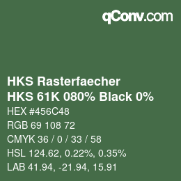 カラーコード: HKS Rasterfaecher - HKS 61K 080% Black 0% | qconv.com