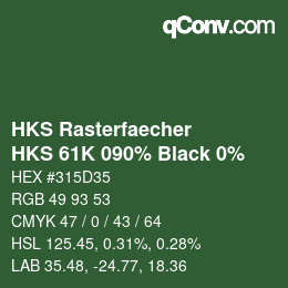 Code couleur: HKS Rasterfaecher - HKS 61K 090% Black 0% | qconv.com