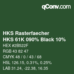 Code couleur: HKS Rasterfaecher - HKS 61K 090% Black 10% | qconv.com