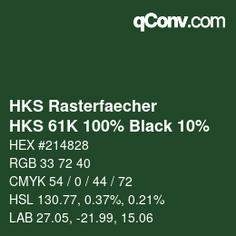 カラーコード: HKS Rasterfaecher - HKS 61K 100% Black 10% | qconv.com